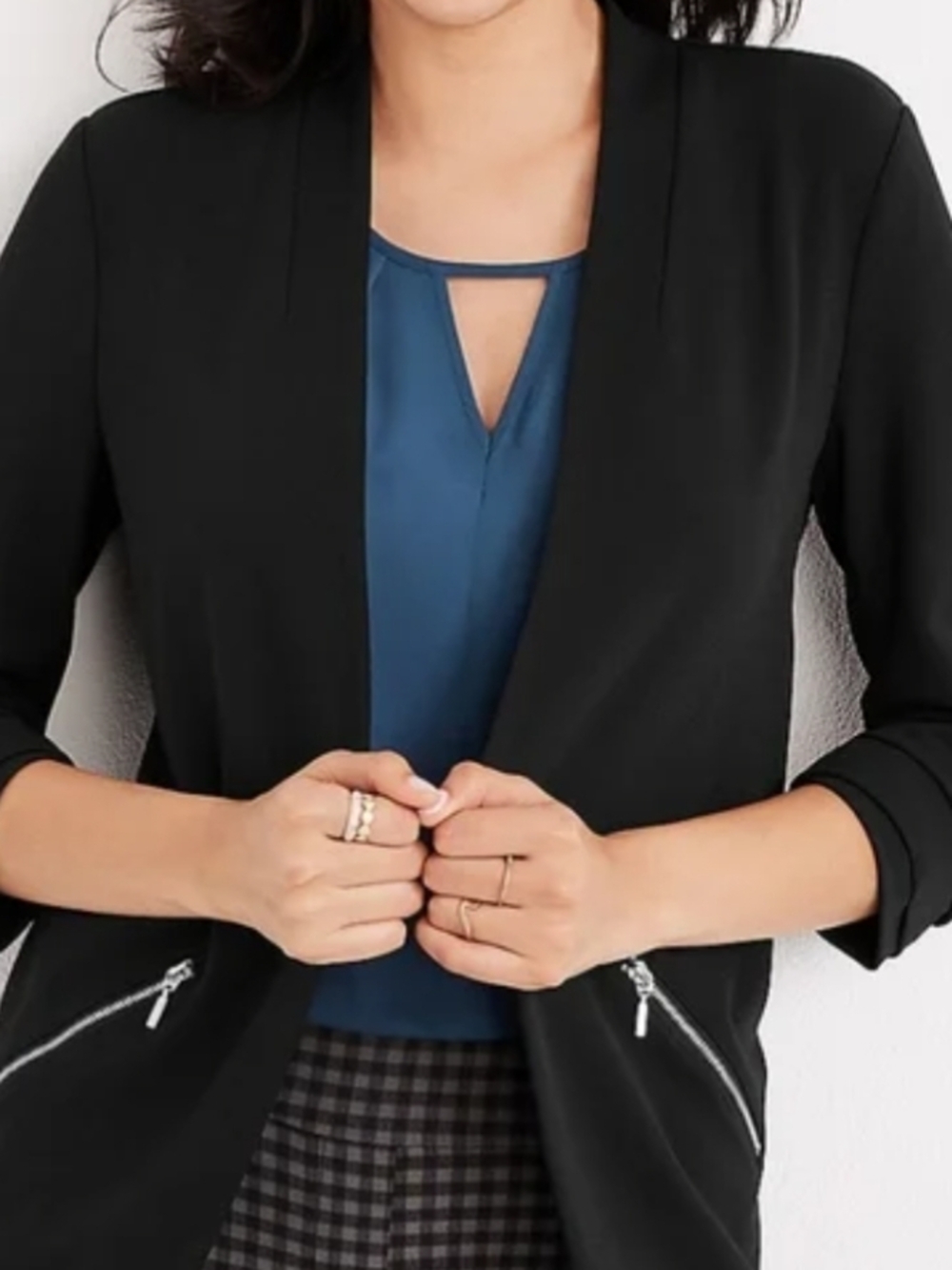 Maurices Black "Ever Go" Blazer with Zip Accents